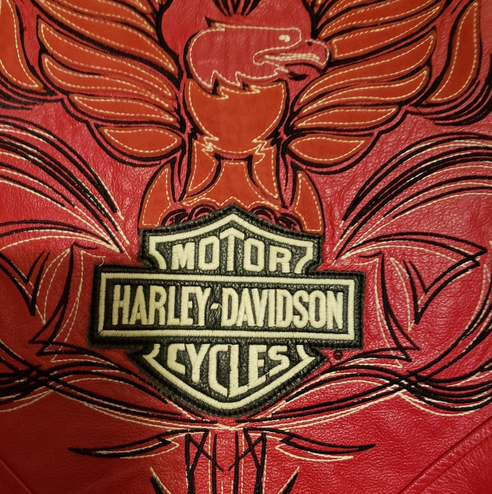 Harley davidson red leather jacket
